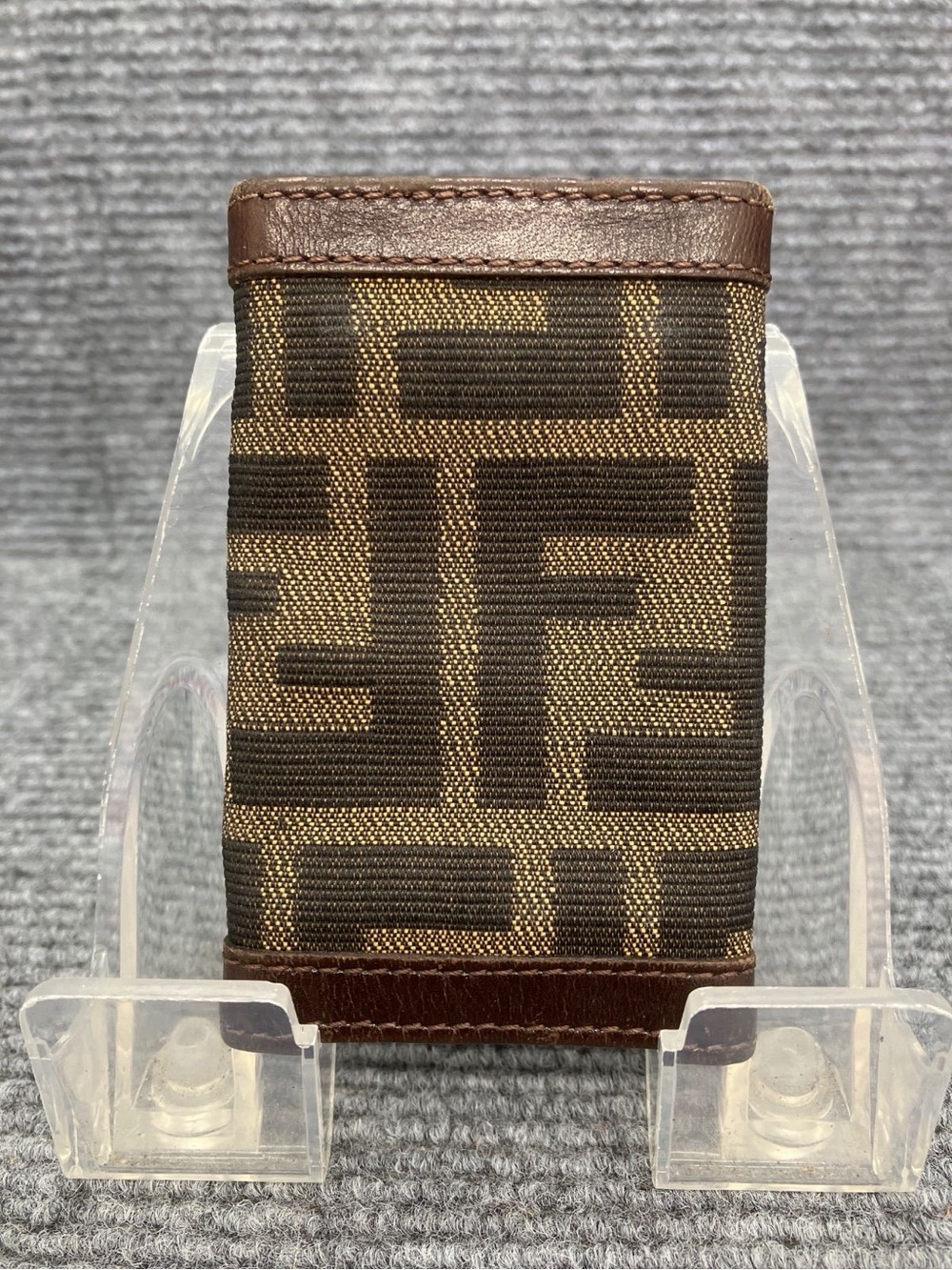 Fendi Zucca Canvas 6 Hook Key Case Brown Tobacco Leather Made in Italy - Picture 2 of 12